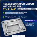 3" x 2-1/4" Flush Hatch Ring Pull, Stainless Steel