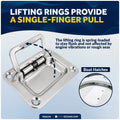 3" x 2-1/4" Flush Hatch Ring Pull, Stainless Steel