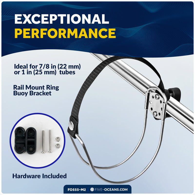 Ring Buoy Bracket, Stainless Steel, Rail Mount, 2-Pack - FO555-M2 - Five Oceans