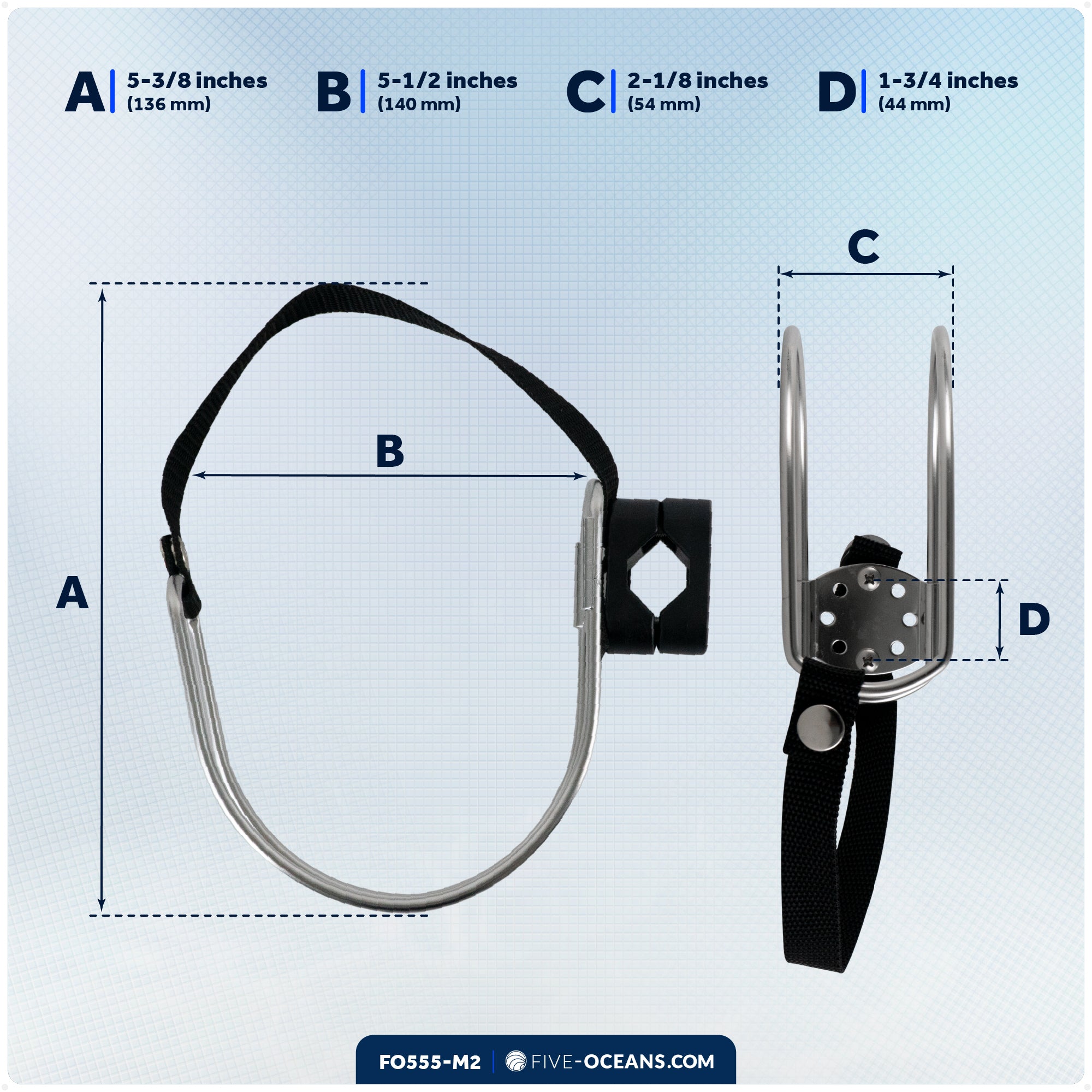 Ring Buoy Bracket, Stainless Steel, Rail Mount, 2-Pack - FO555-M2 - Five Oceans