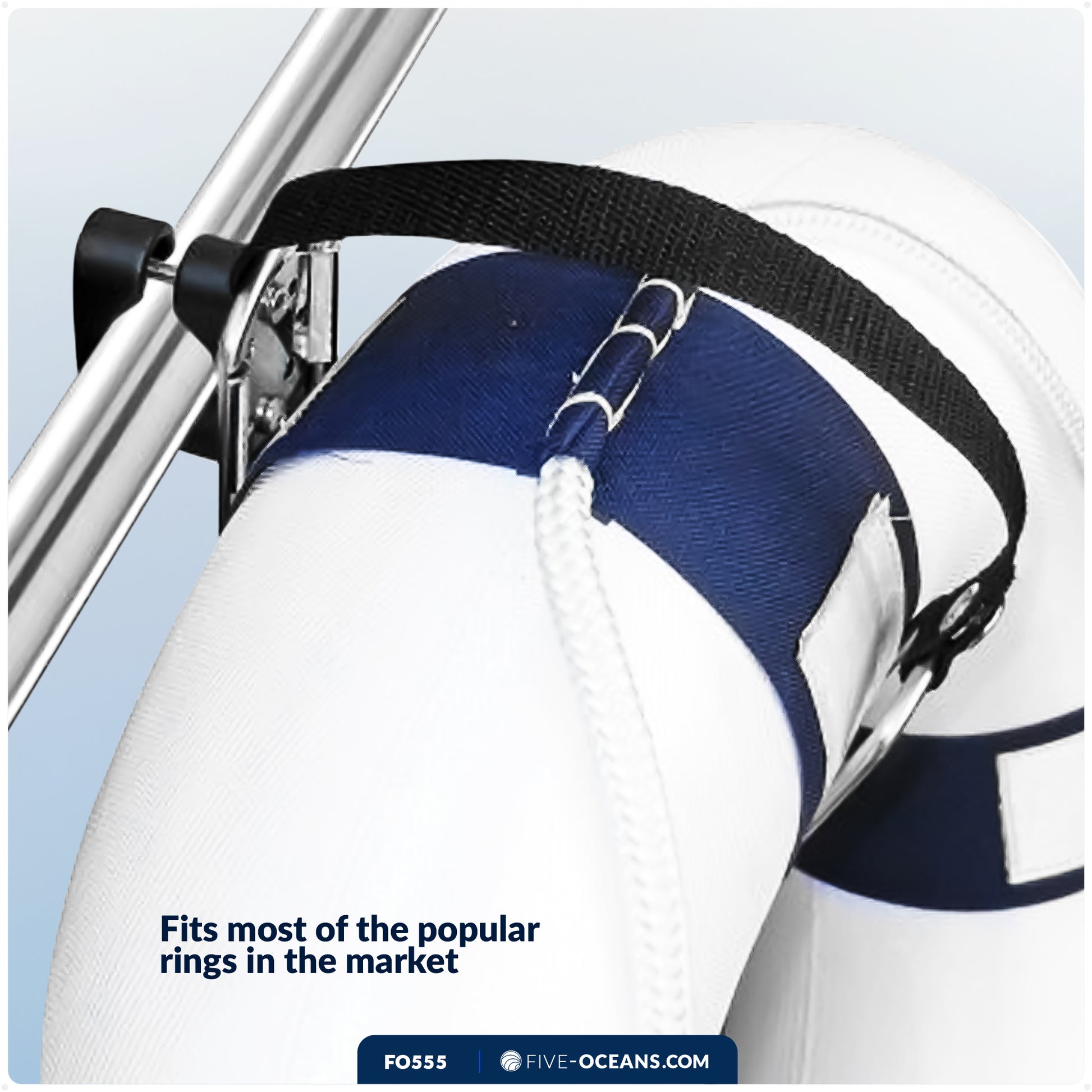 Ring Buoy Bracket, Stainless Steel, Rail Mount - FO555 - Five Oceans