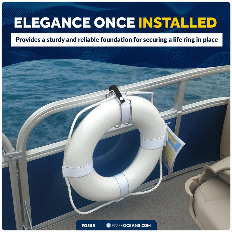 Ring Buoy Bracket, Stainless Steel, Rail Mount - FO555 - Five Oceans