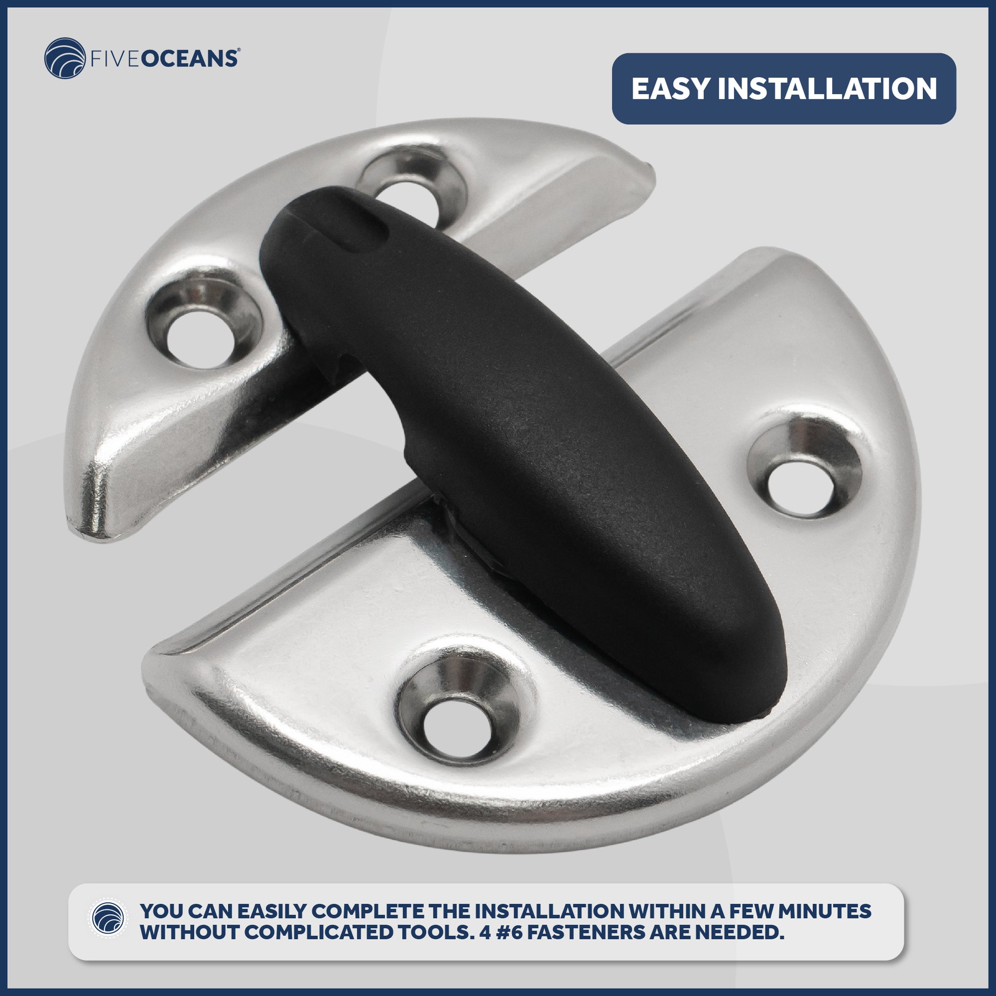 Boat Door Latch Round 2-3/8" Stainless Steel - FO556 - Five Oceans
