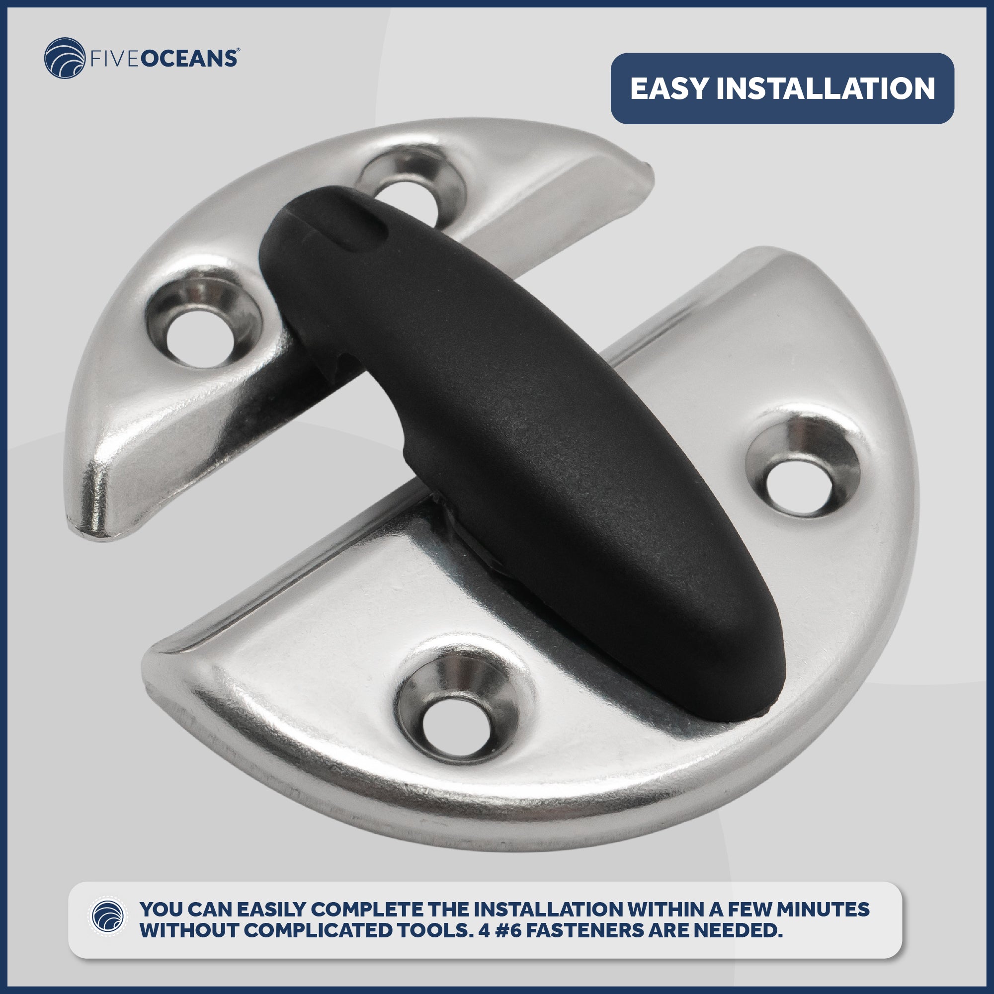 Boat Door Latch Round 2-3/8" Stainless Steel - FO556 - Five Oceans