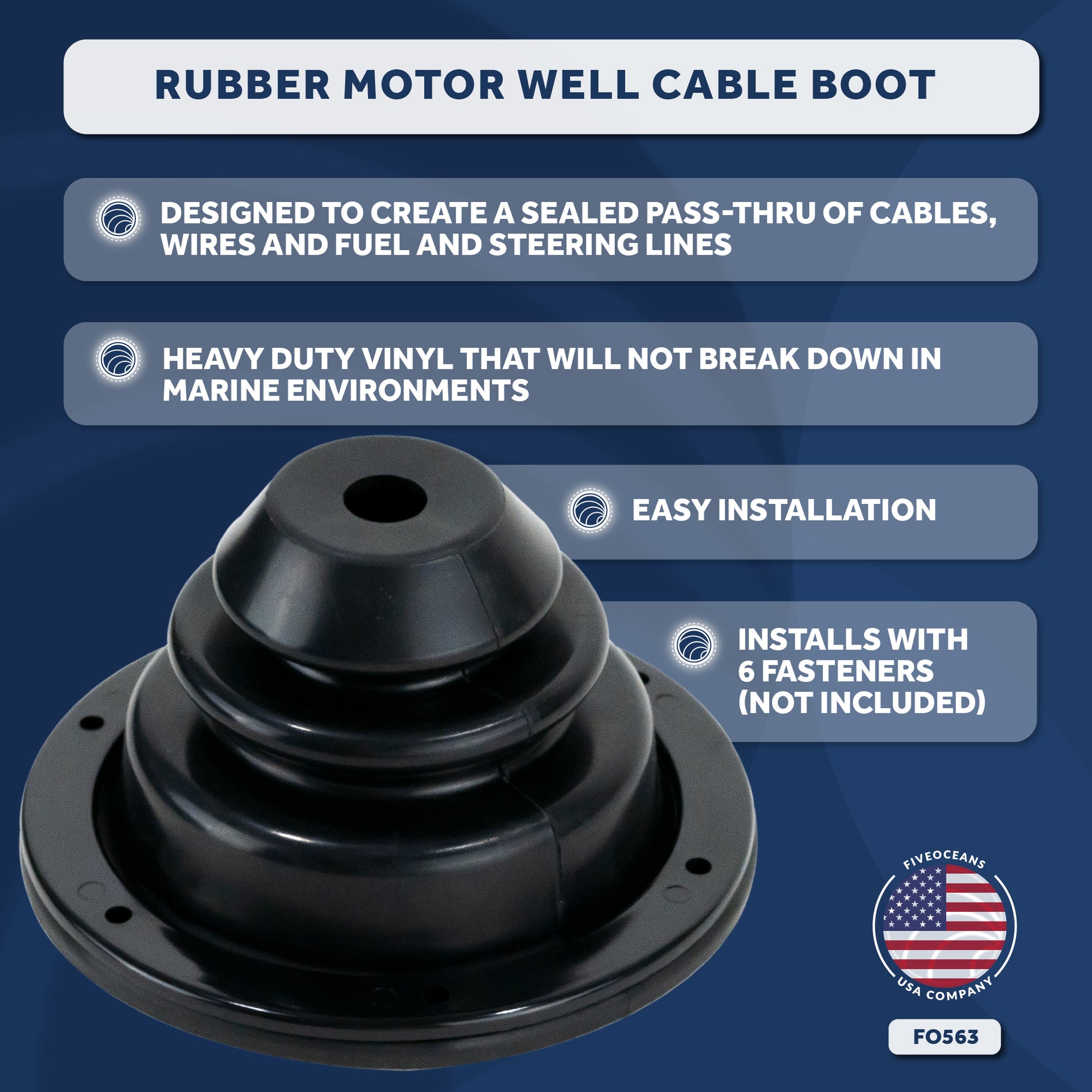 Rubber Motor Well Cable Boot, 5-1/2" - FO563 - Five Oceans