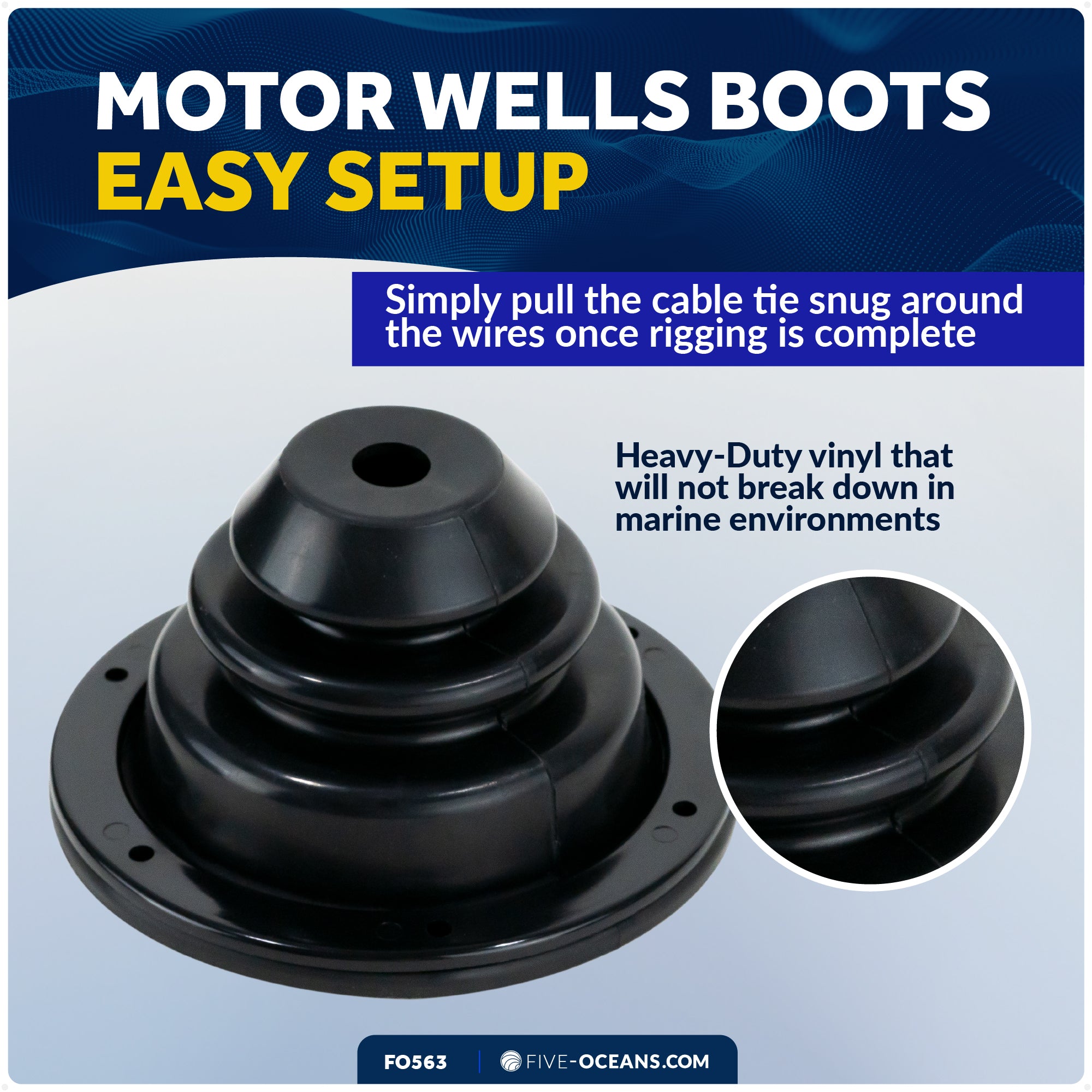 Rubber Motor Well Cable Boot, 5-1/2" - FO563