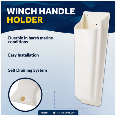 9-1/2" Winch Handle Holder, White PVC - FO570 - Five Oceans
