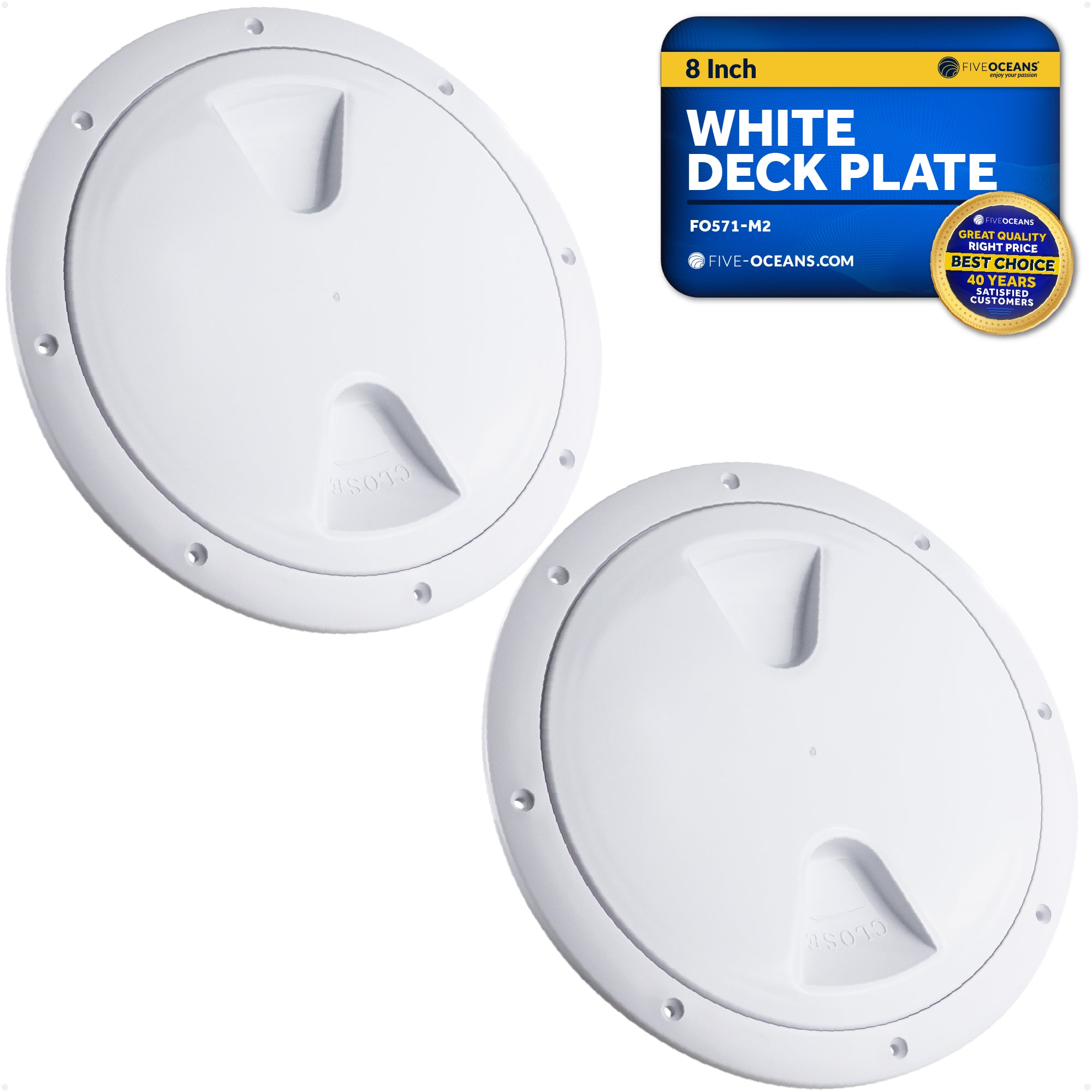 8" Deck Plate, Round, White 2-Pack - FO571-M2