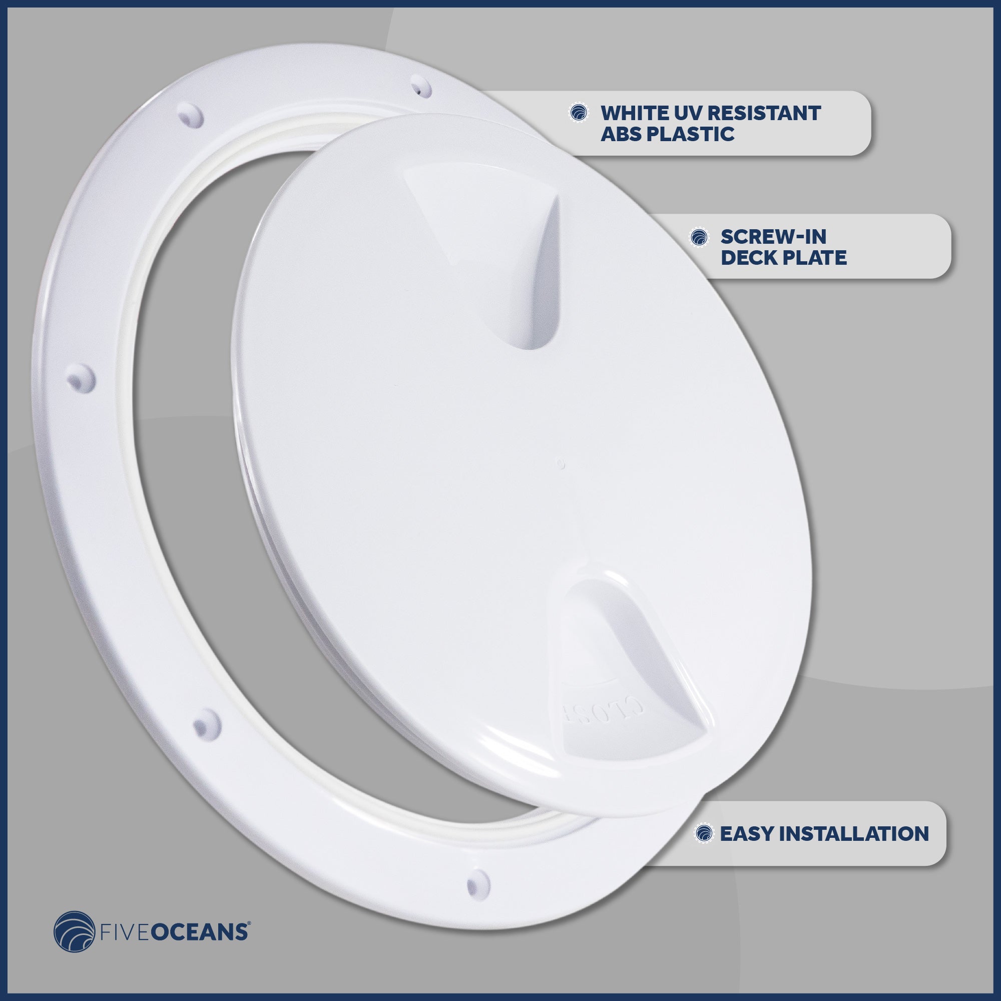 8" Deck Plate, Round, White 2-Pack - FO571-M2