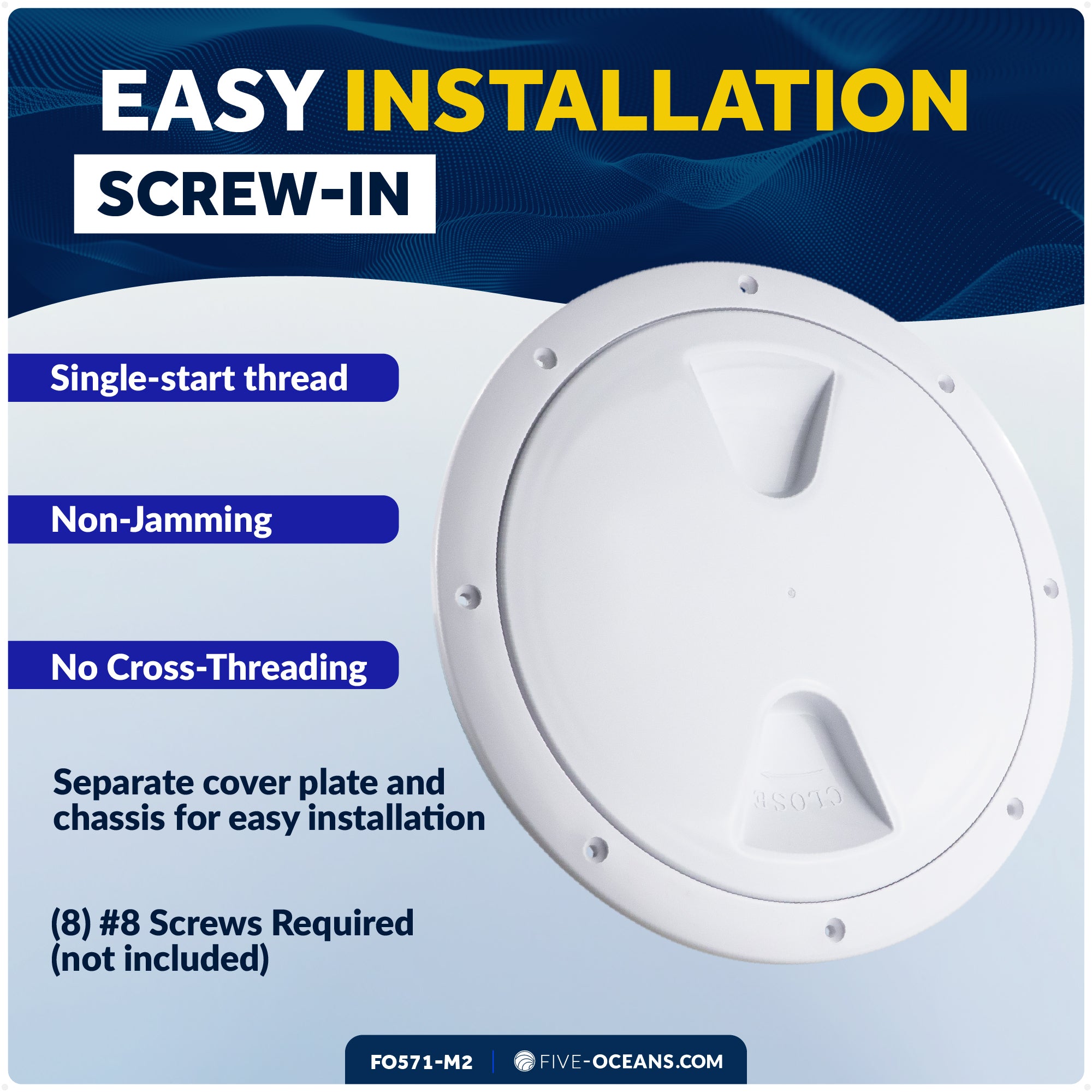 8" Deck Plate, Round, White 2-Pack - FO571-M2