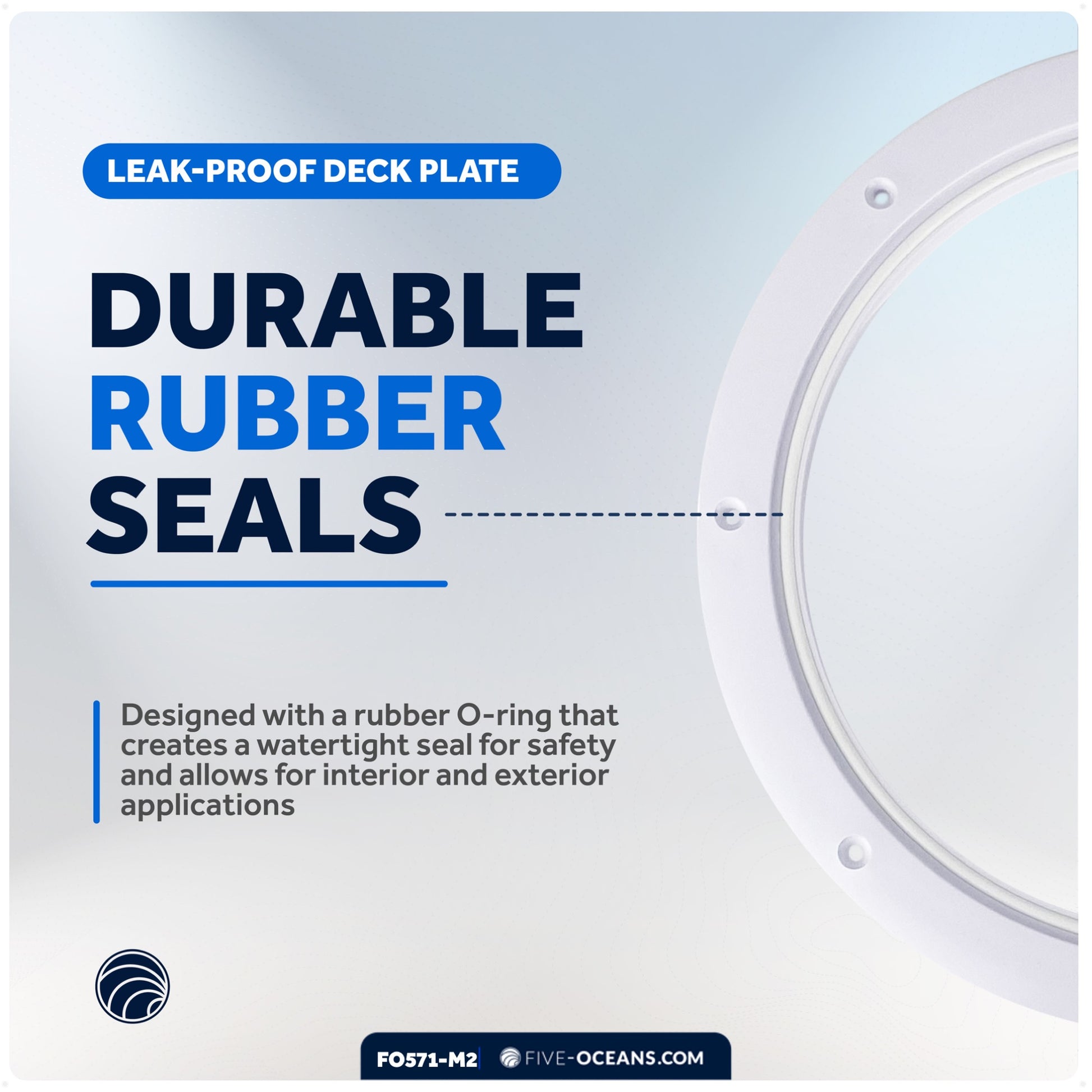 8" Deck Plate, Round, White 2-Pack - FO571-M2 - Five Oceans