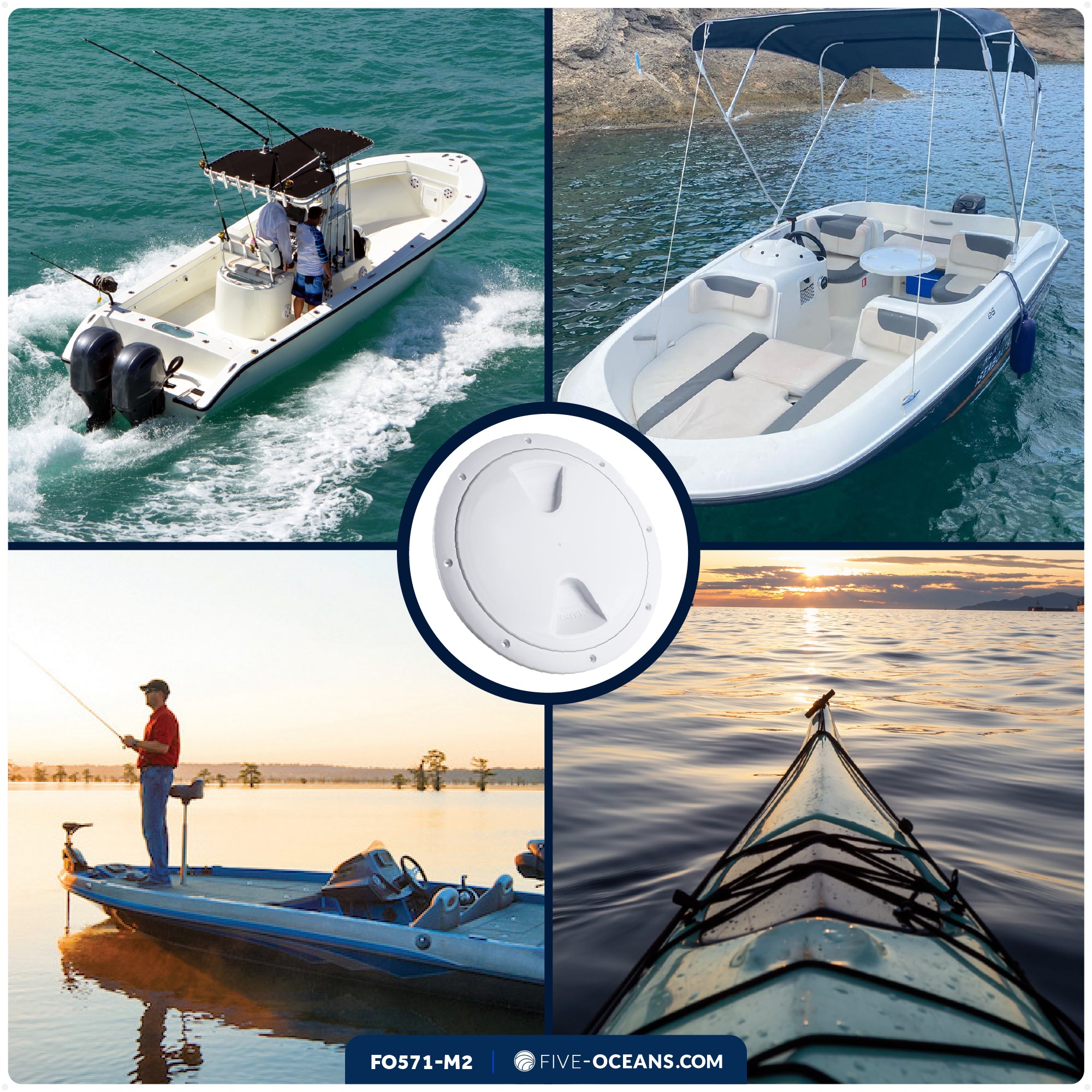 8" Deck Plate, Round, White 2-Pack - FO571-M2