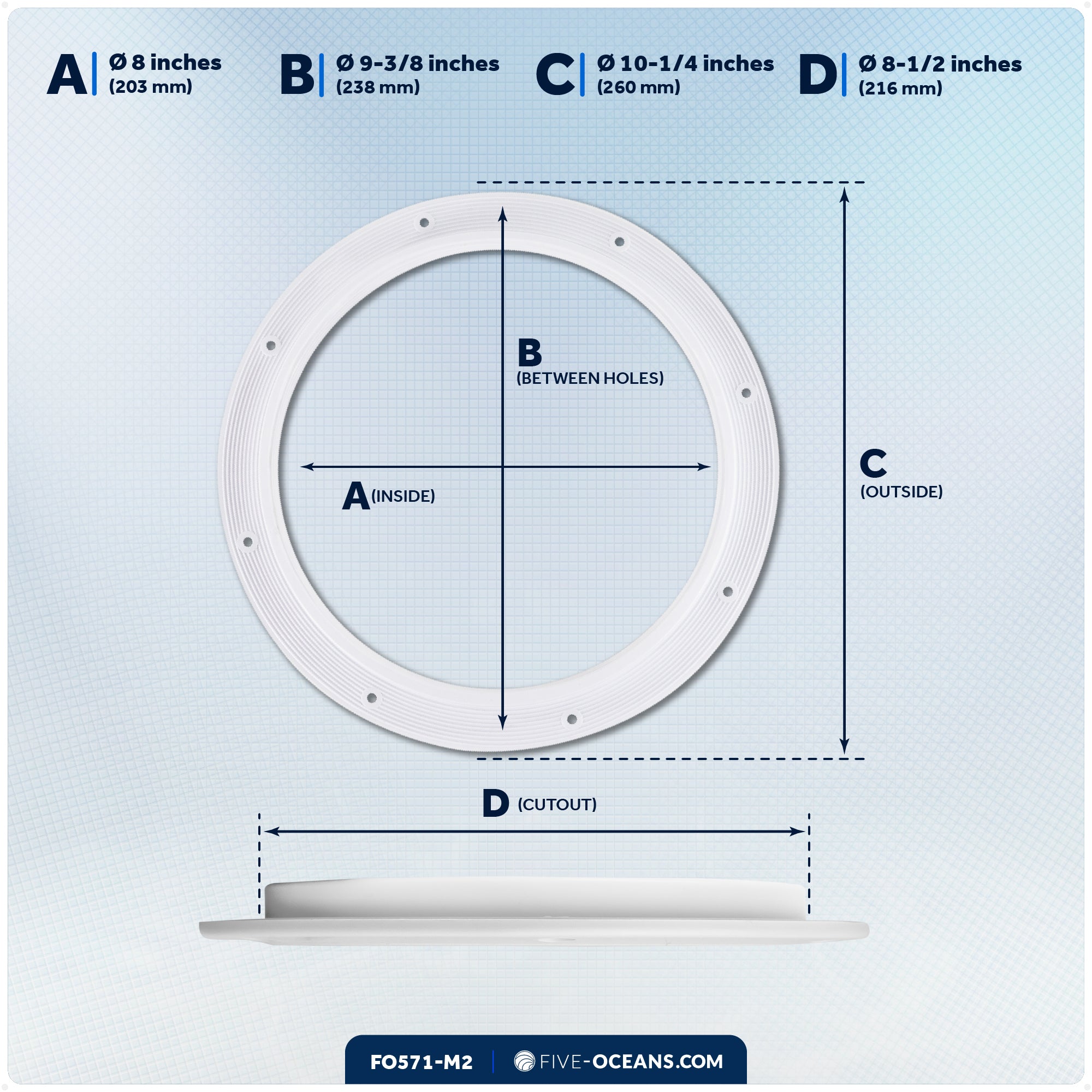 8" Deck Plate, Round, White 2-Pack - FO571-M2