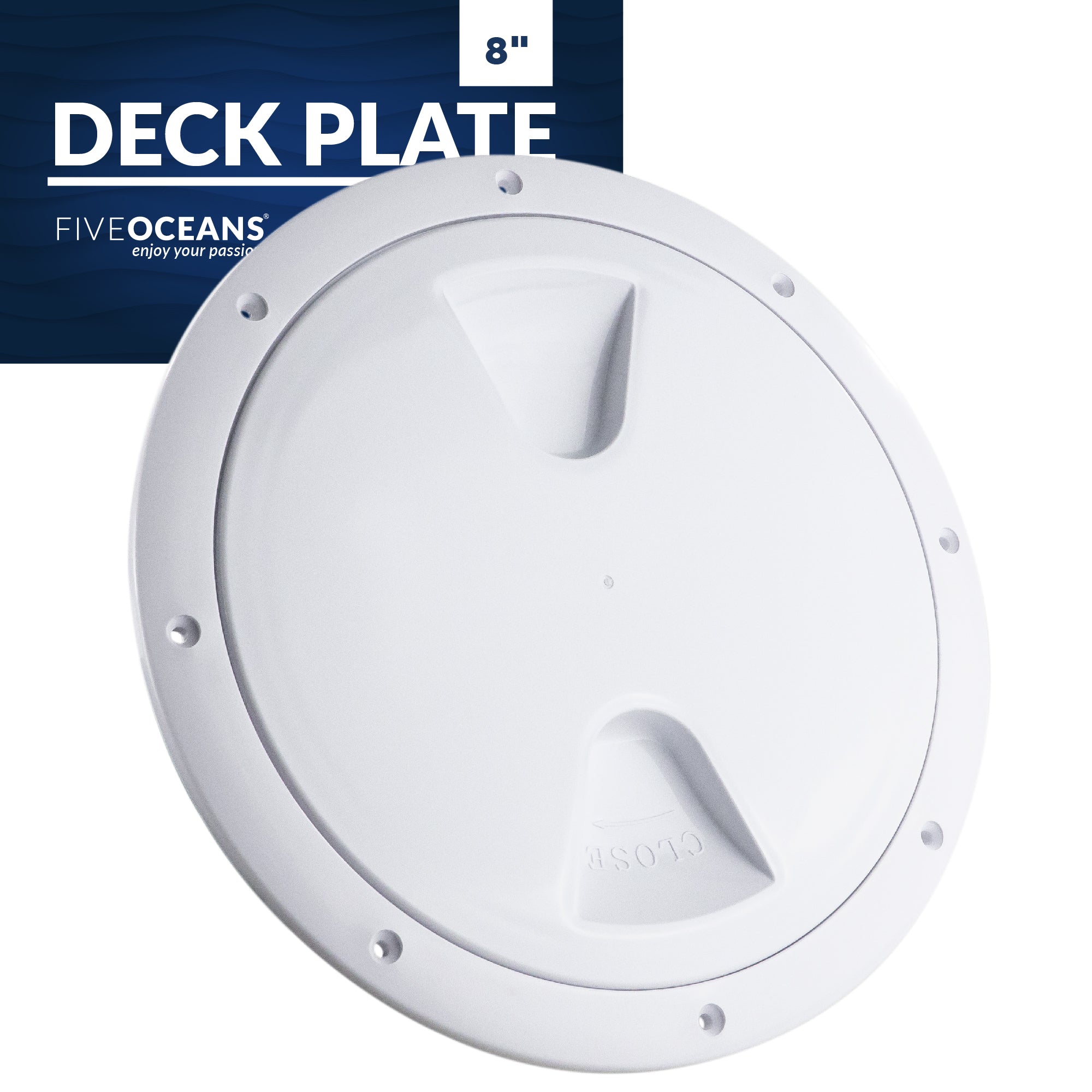 8" Deck Plate, Round, White - FO571