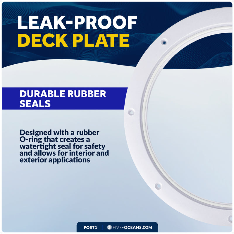 8" Deck Plate, Round, White - FO571 - Five Oceans