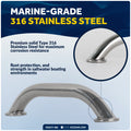 9" Grab Handle, AISI 316 Stainless Steel, 2-Pack - FO577-M2 - Five Oceans