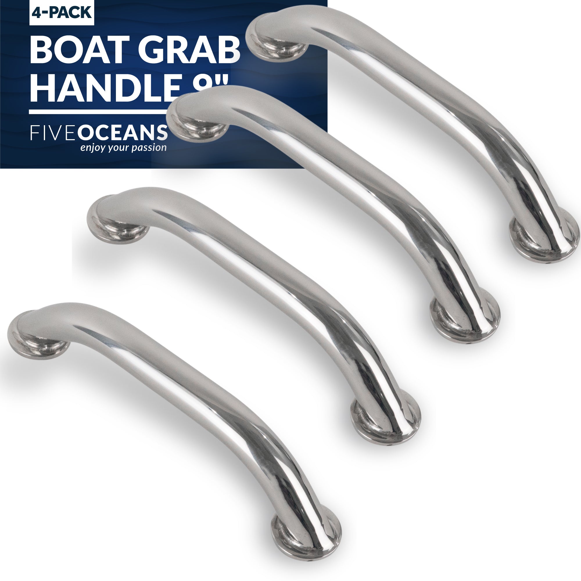 Boat Grab Handle, 9" Stainless Steel 2-Pack - FO577-M4 - Five Oceans