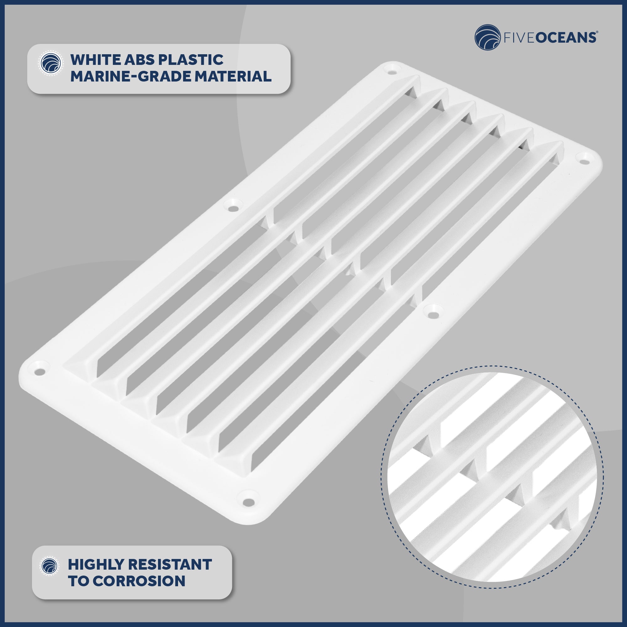 Rectangular Boat Marine Louvered Ventilators, 6 slots White 10-1/4" 2-Pack - FO590-M2 - Five Oceans