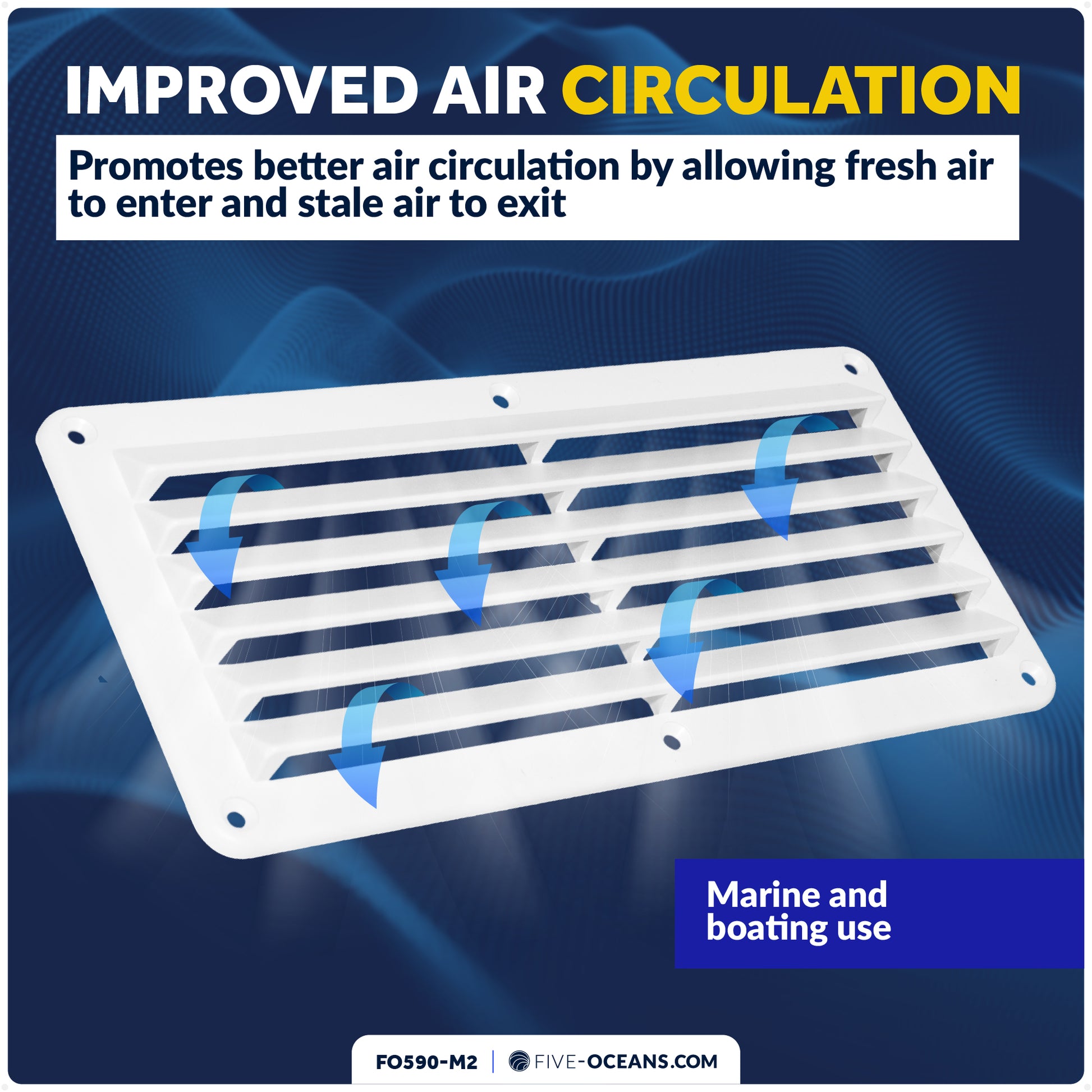 Rectangular Boat Marine Louvered Ventilators, 6 slots White 10-1/4" 2-Pack - FO590-M2 - Five Oceans