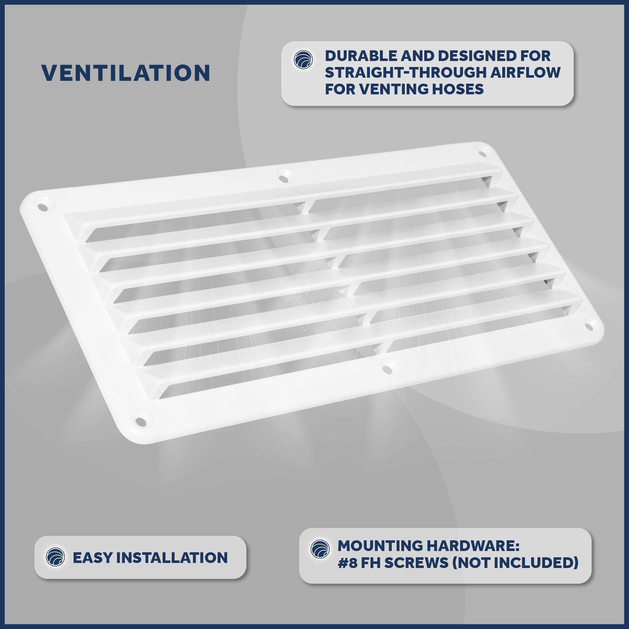 Rectangular Boat Marine Louvered Ventilators, 6 slots White 10-1/4" 2-Pack - FO590-M2 - Five Oceans