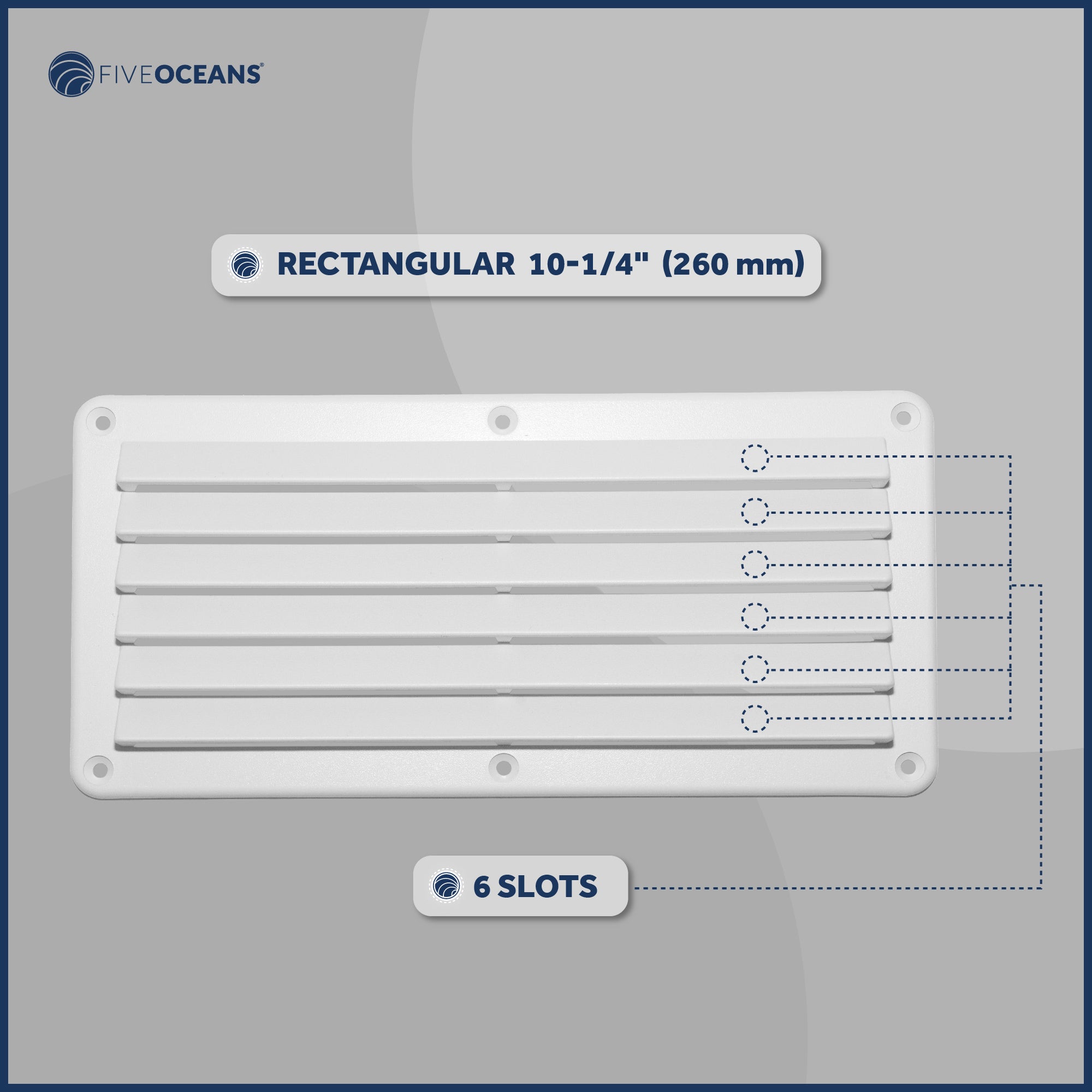 Rectangular Boat Marine Louvered Ventilators, 6 slots White 10-1/4" 2-Pack - FO590-M2 - Five Oceans