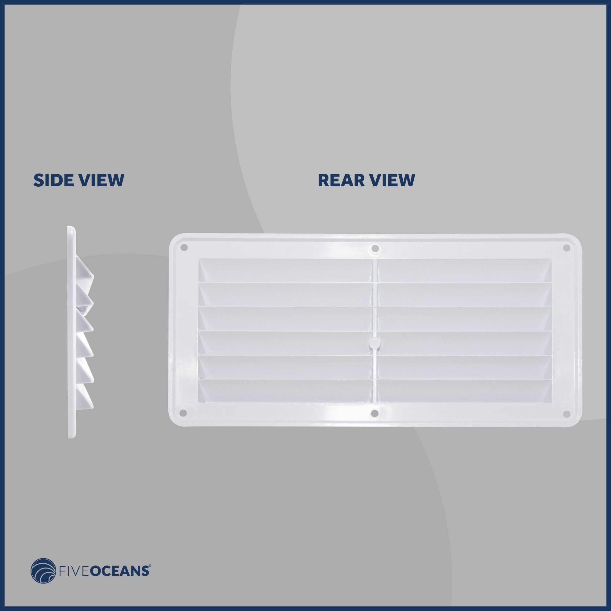 Rectangular Boat Marine Louvered Ventilators, 6 slots White 10-1/4" 2-Pack - FO590-M2 - Five Oceans