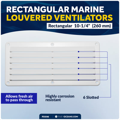 6-Slotted Louvered Ventilators, 4-7/8" x 10-1/4", White - FO590 - Five Oceans