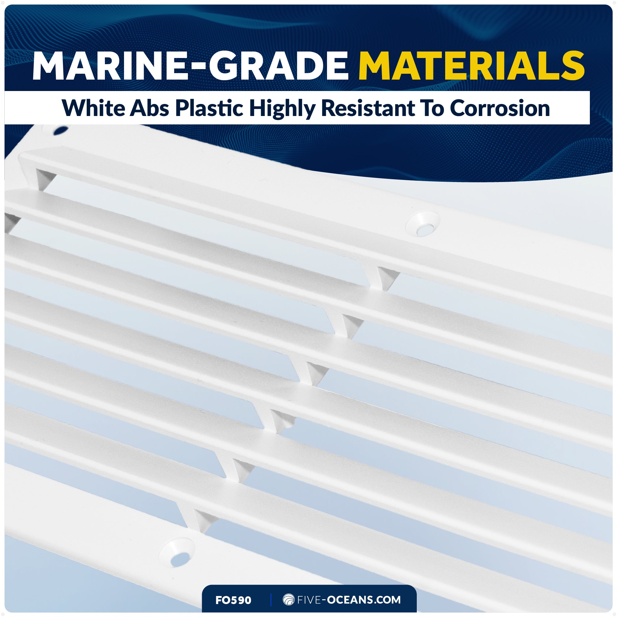 6-Slotted Louvered Ventilators, 4-7/8-Inch x 10-1/4-Inch, White ABS Plastic - FO590