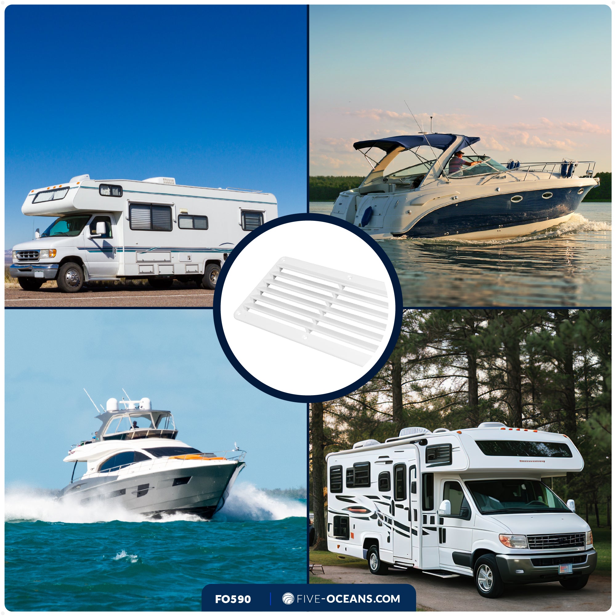 6-Slotted Louvered Ventilators, 4-7/8-Inch x 10-1/4-Inch, White ABS Plastic - FO590