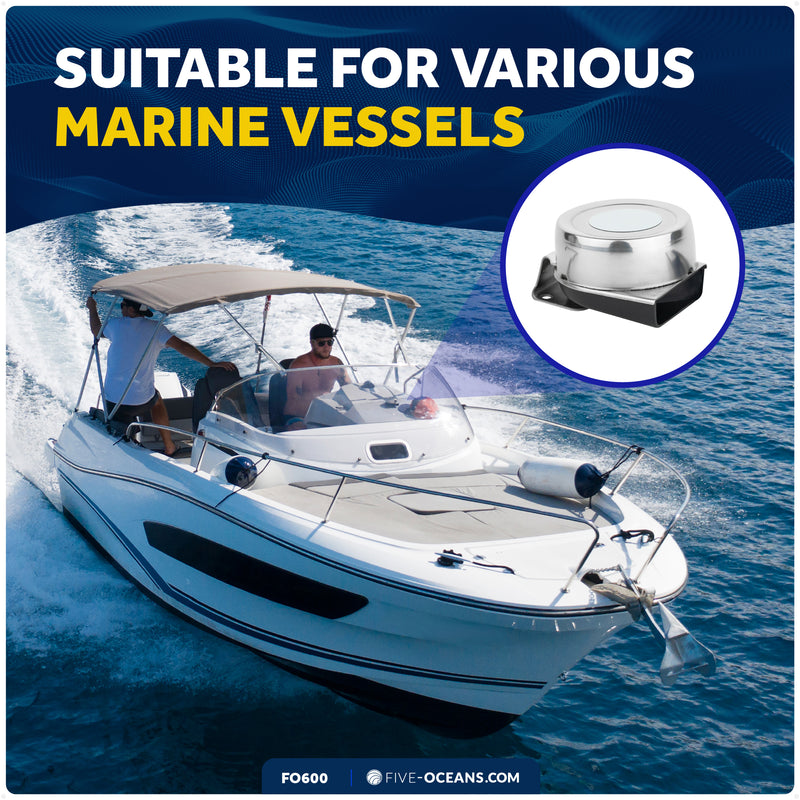 Boat Horn, 120 dB, Stainless Steel Cover, 12V - FO600 - Five Oceans