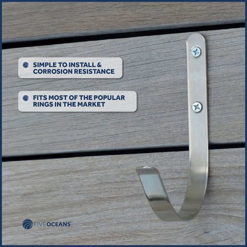 Ring Buoy Bracket Holder, Stainless Steel, Flat Mount - FO626 - Five Oceans