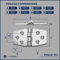 Door Hinge 3" x 1-9/16", AISI 316 Stainless Steel, 4-Pack - FO628-M4 - Five Oceans