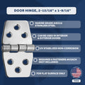 3" x 1-9/16" Door Hinge, 316 Stainless Steel - FO628 - Five Oceans