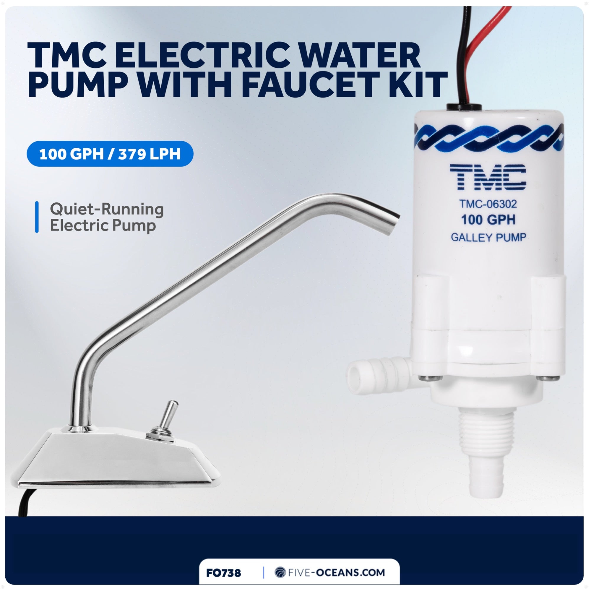 TMC Electric Galley Water Pump Kit with Faucet - FO738 - Five Oceans