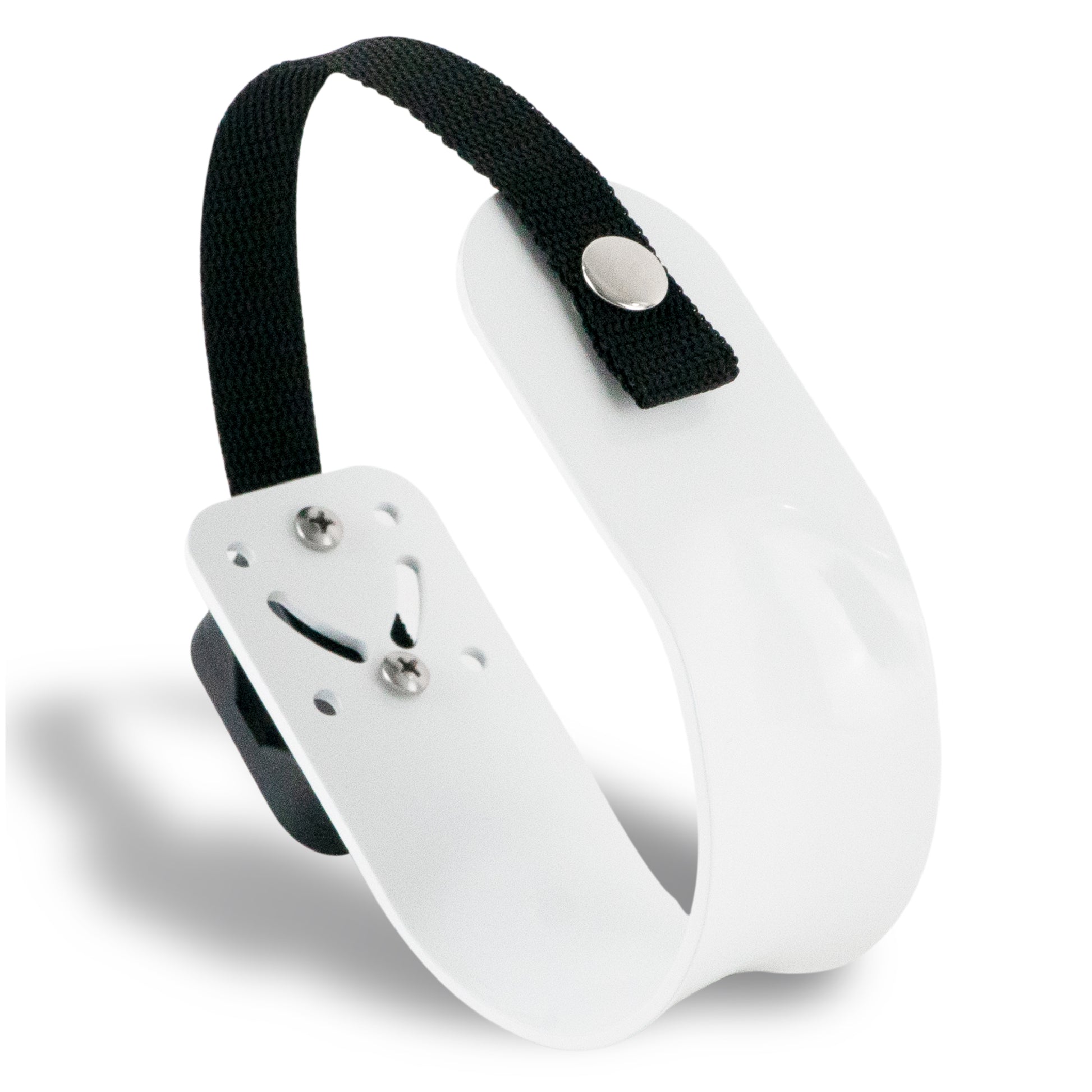 Ring Buoy Mounting Bracket Holder with Strap, White Painted Aluminum, Flat Mount - FO76 - Five Oceans