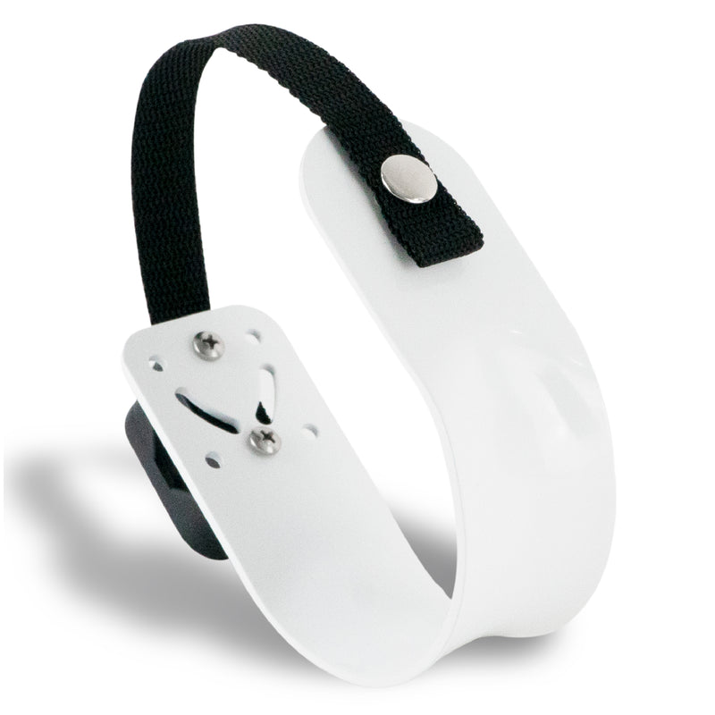 Ring Buoy Mounting Bracket Holder with Strap, White Painted Aluminum, Flat Mount - FO76 - Five Oceans