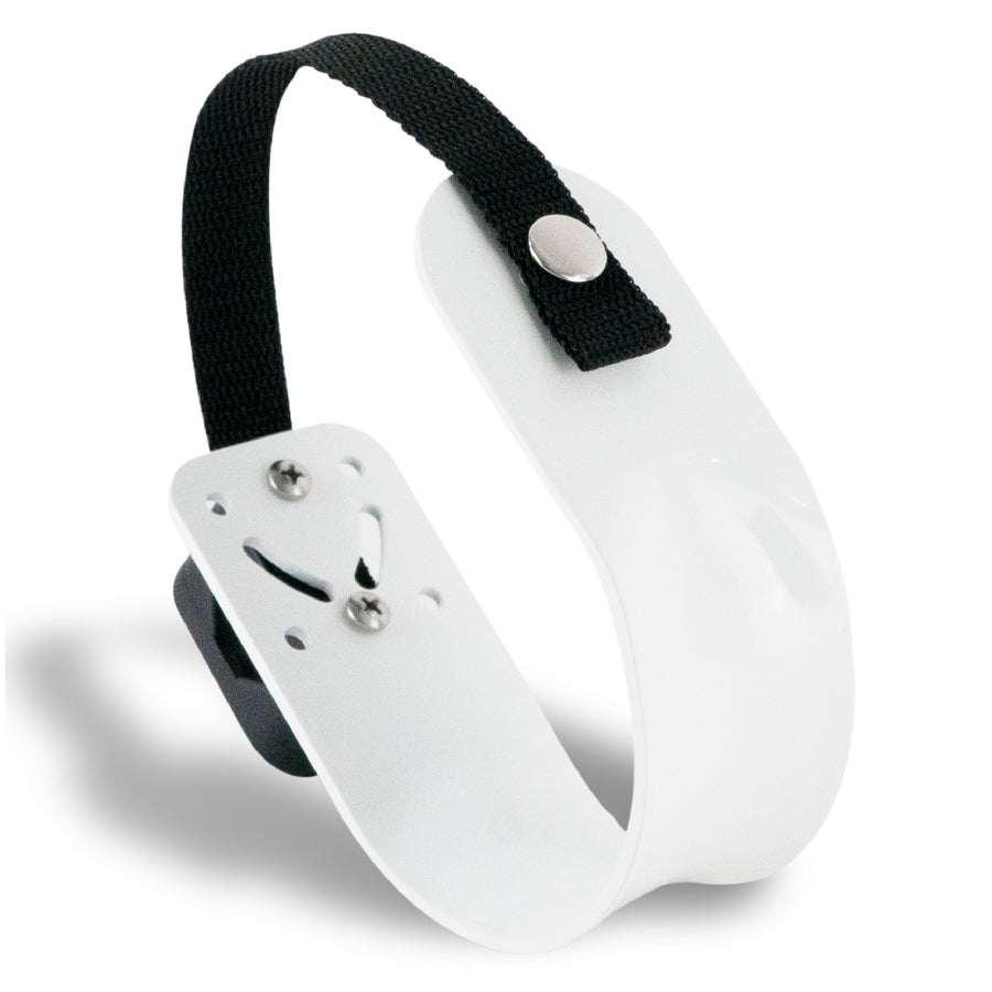 Ring Buoy Mounting Bracket Holder with Strap, White Painted Aluminum, Flat Mount - FO76 - Five Oceans