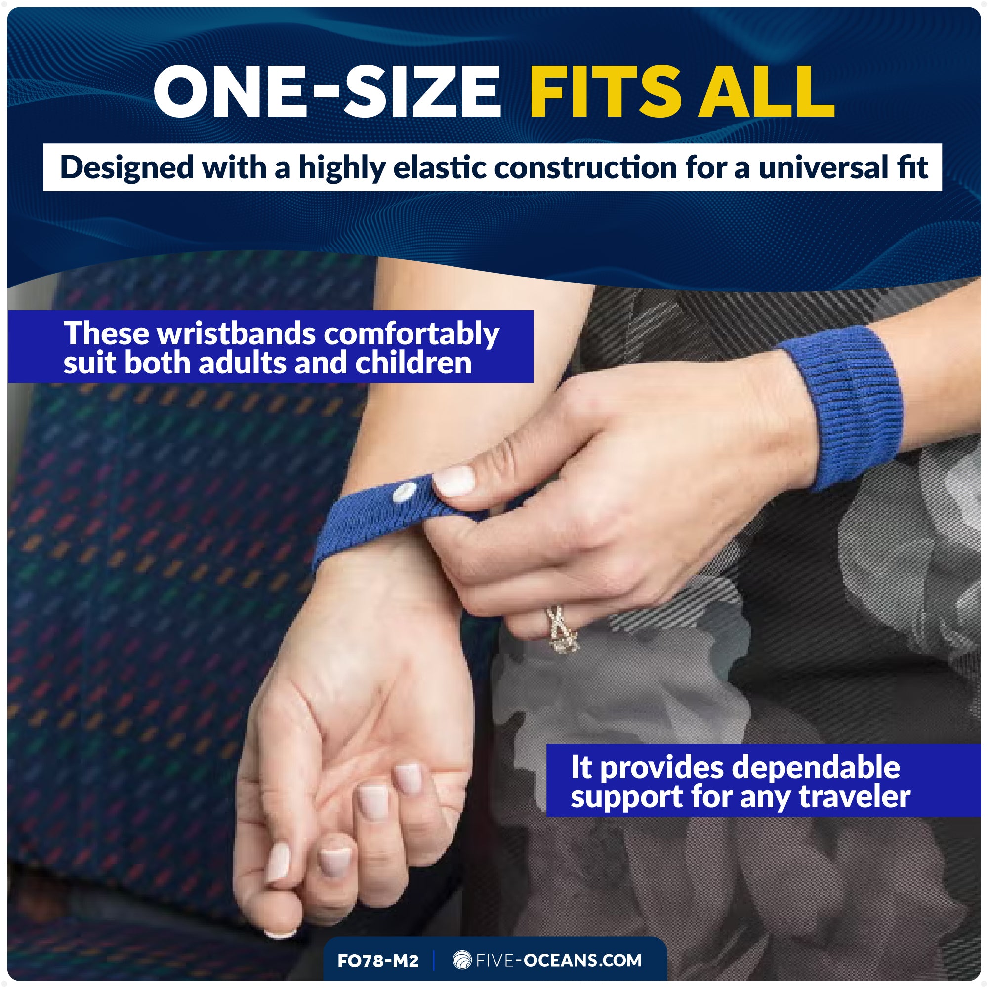 Sea Sickness & Motion Relief Wristbands, 2-Pair (4 Wristbands) - FO78-M2 - Five Oceans