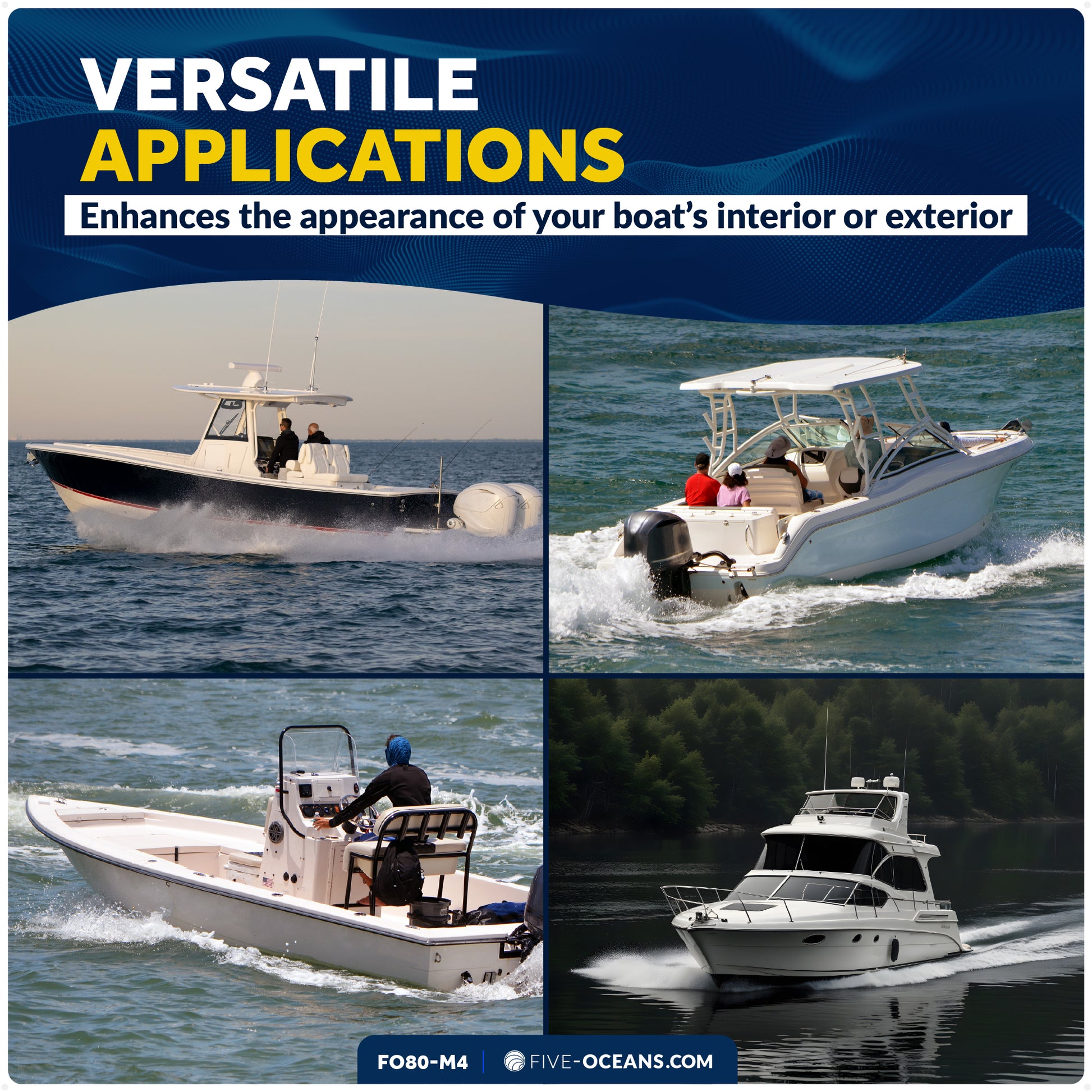 Boat Hatch & Door Hinges 2-7/8" x 1-3/8", Black , 4-Pack - FO80-M4 - Five Oceans