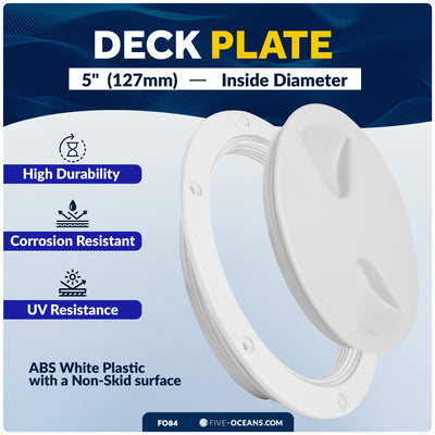 5" Deck Plate, Round Screw-in, White