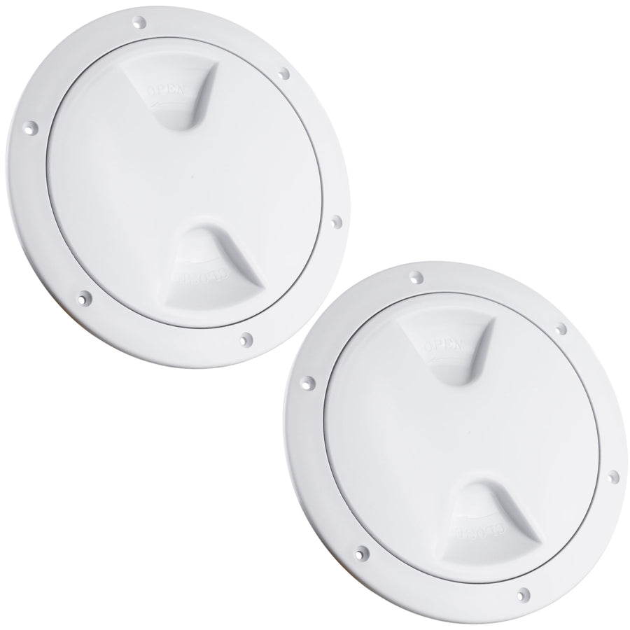 6" Deck Plate, Round Screw-in, White, 2-Pack - FO85-M2 - Five Oceans
