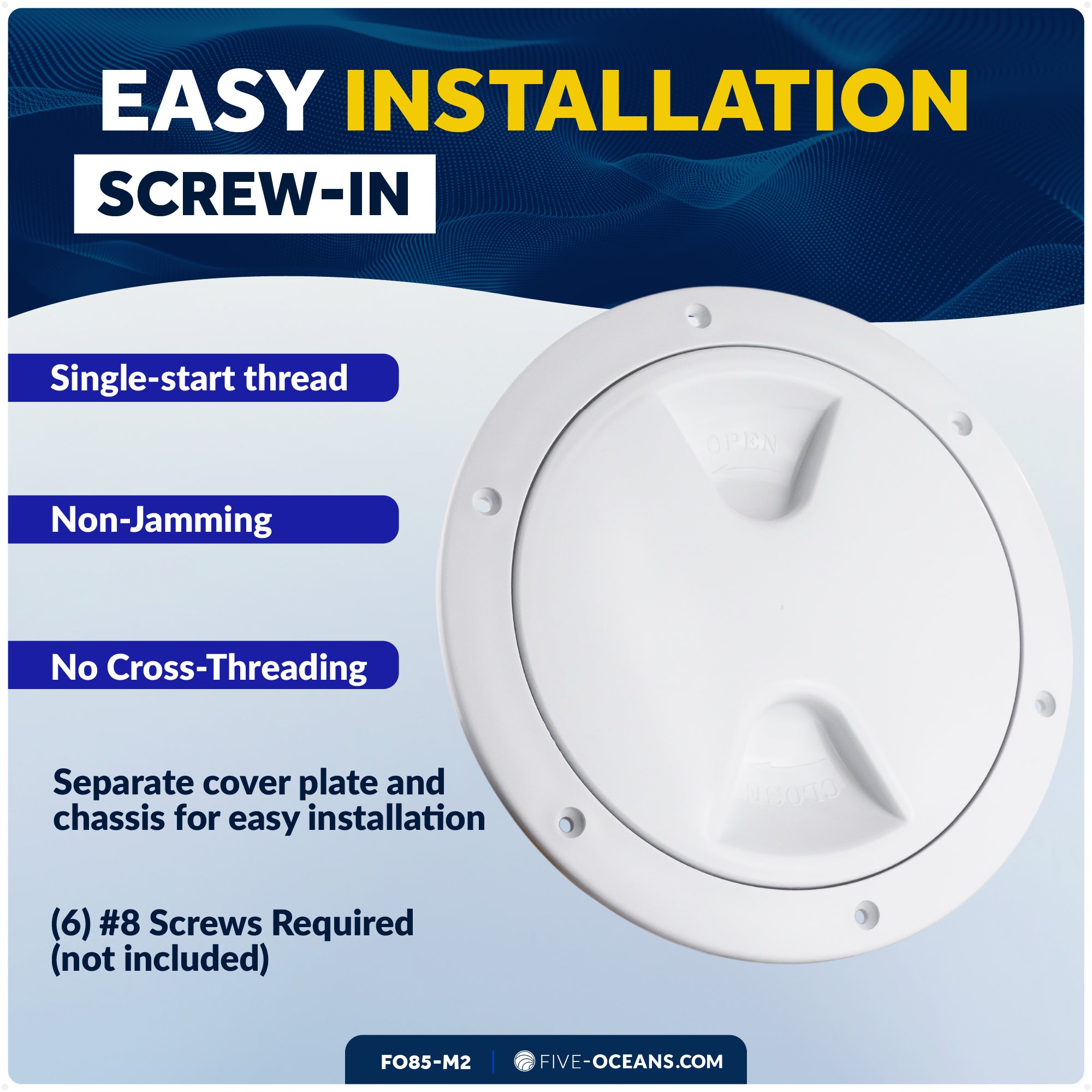 6" Deck Plate, Round Screw-in, White, 2-Pack - FO85-M2