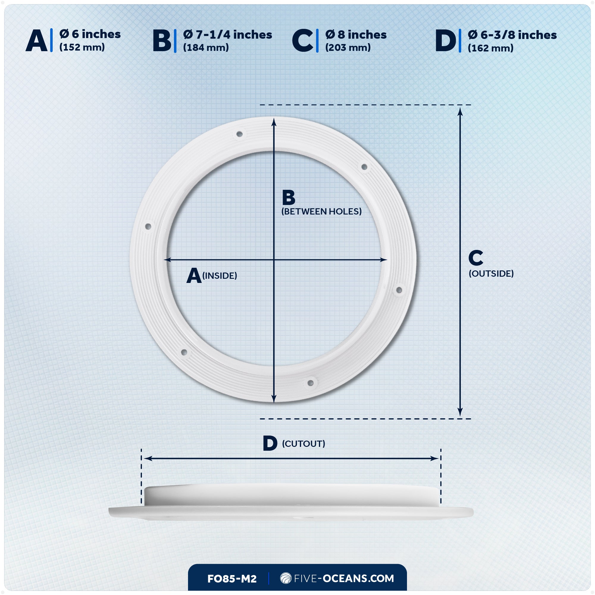 6" Deck Plate, Round Screw-in, White, 2-Pack - FO85-M2