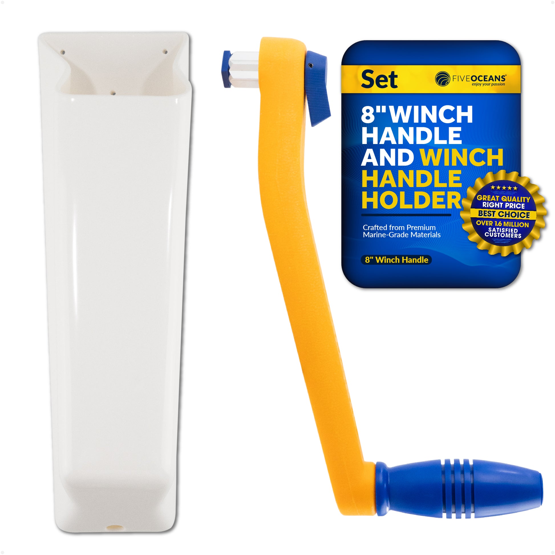 8" Sailboat Winch Handle and Winch Handle Pocket Set - FO86-570 - Five Oceans
