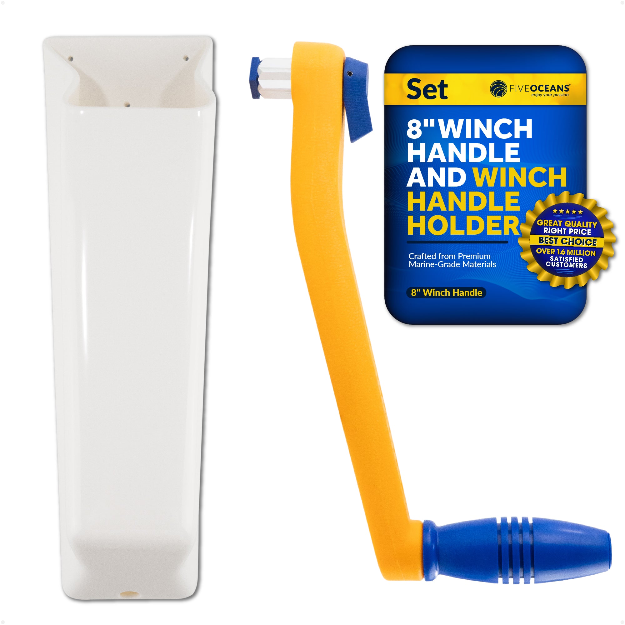 8" Sailboat Winch Handle and Winch Handle Pocket Set - FO86-570 - Five Oceans