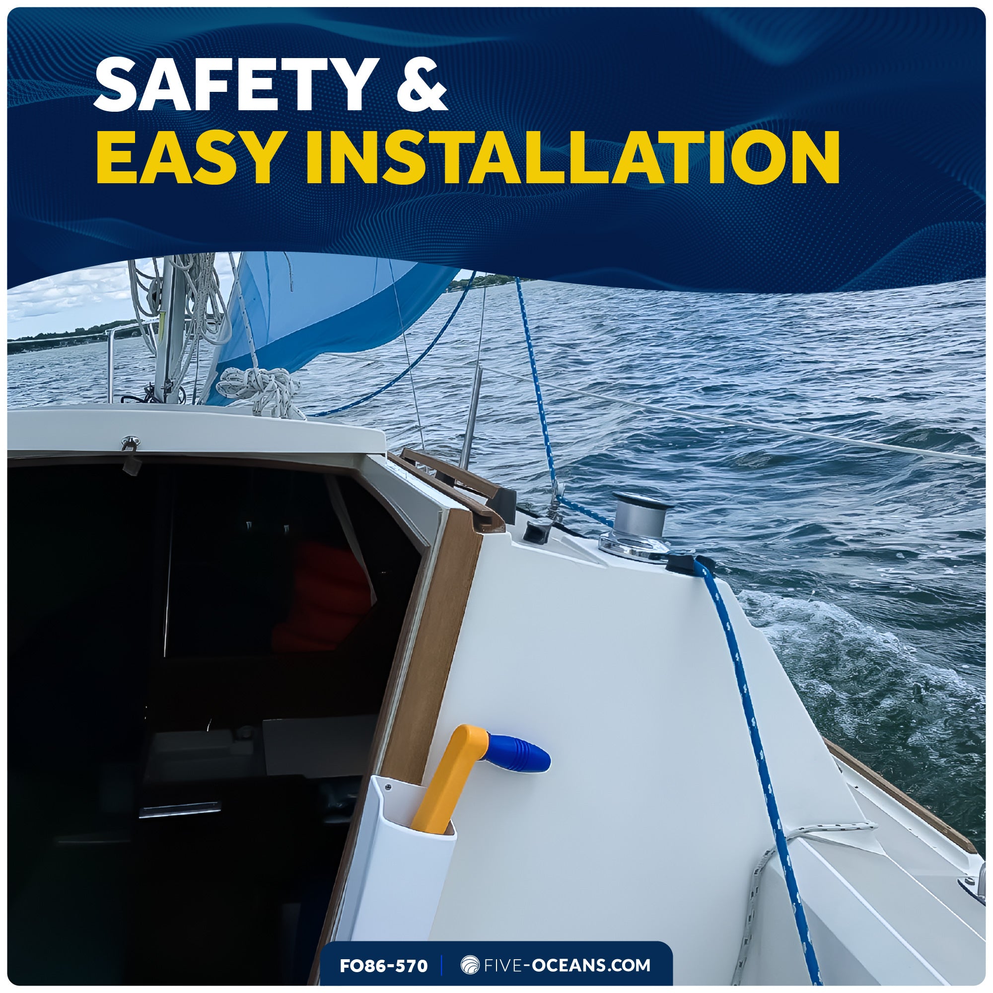 8" Sailboat Winch Handle and Winch Handle Pocket Set - FO86-570