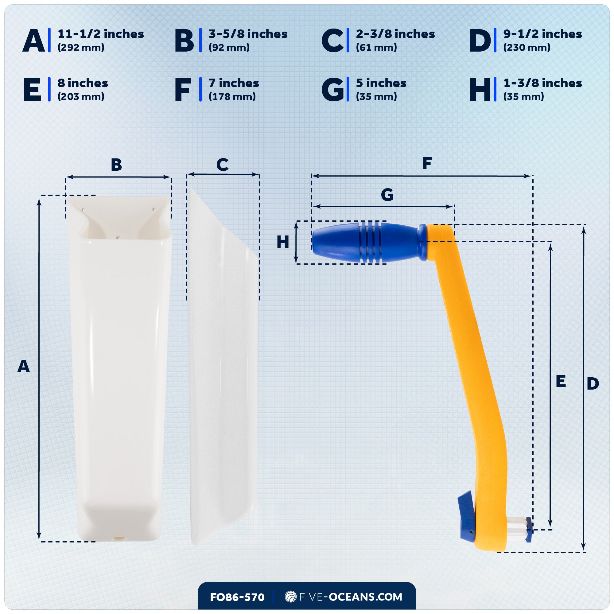 8" Sailboat Winch Handle and Winch Handle Pocket Set - FO86-570