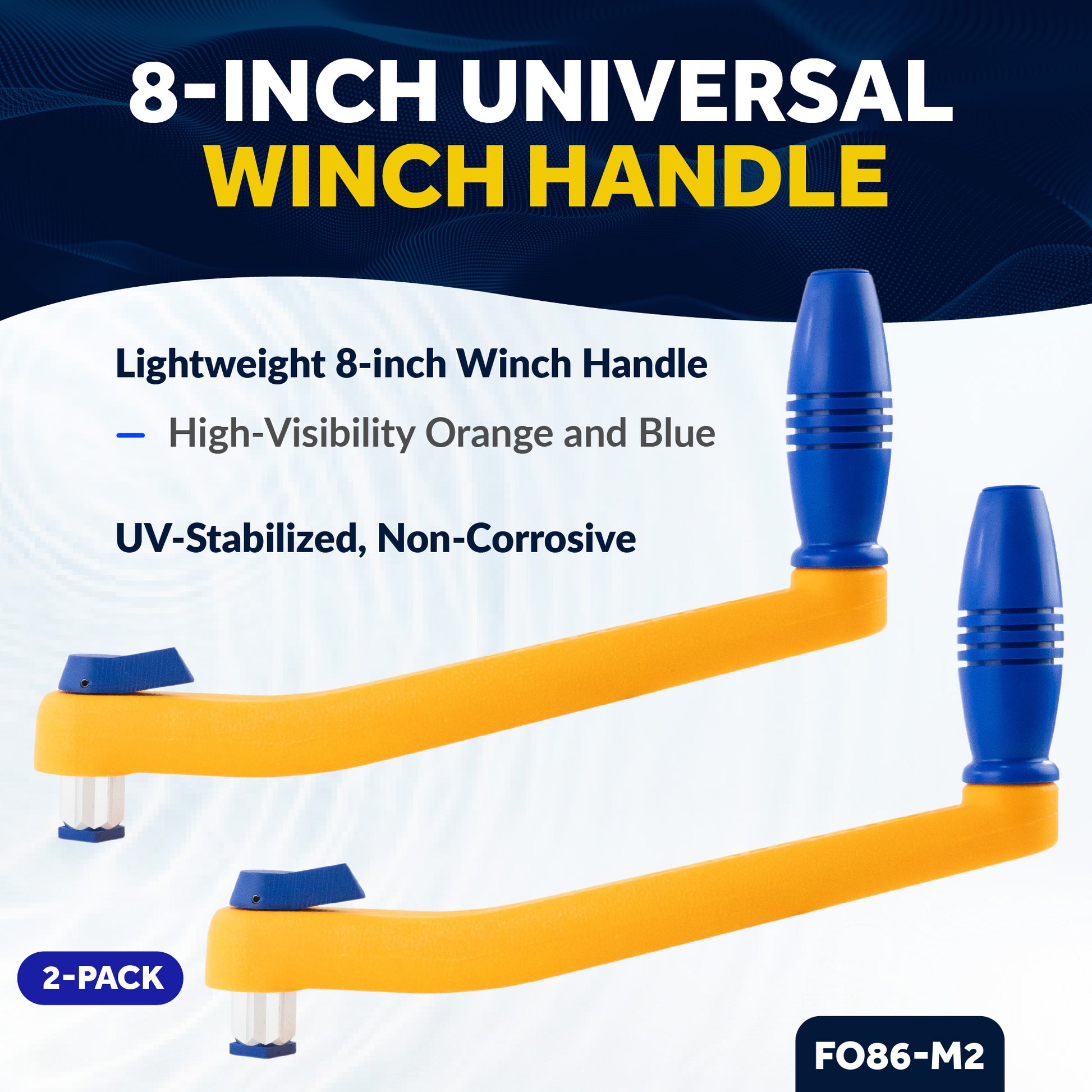 8" Universal Floating Lock-in Winch Handle, Orange/Blue, 2-Pack - FO86-M2 - Five Oceans