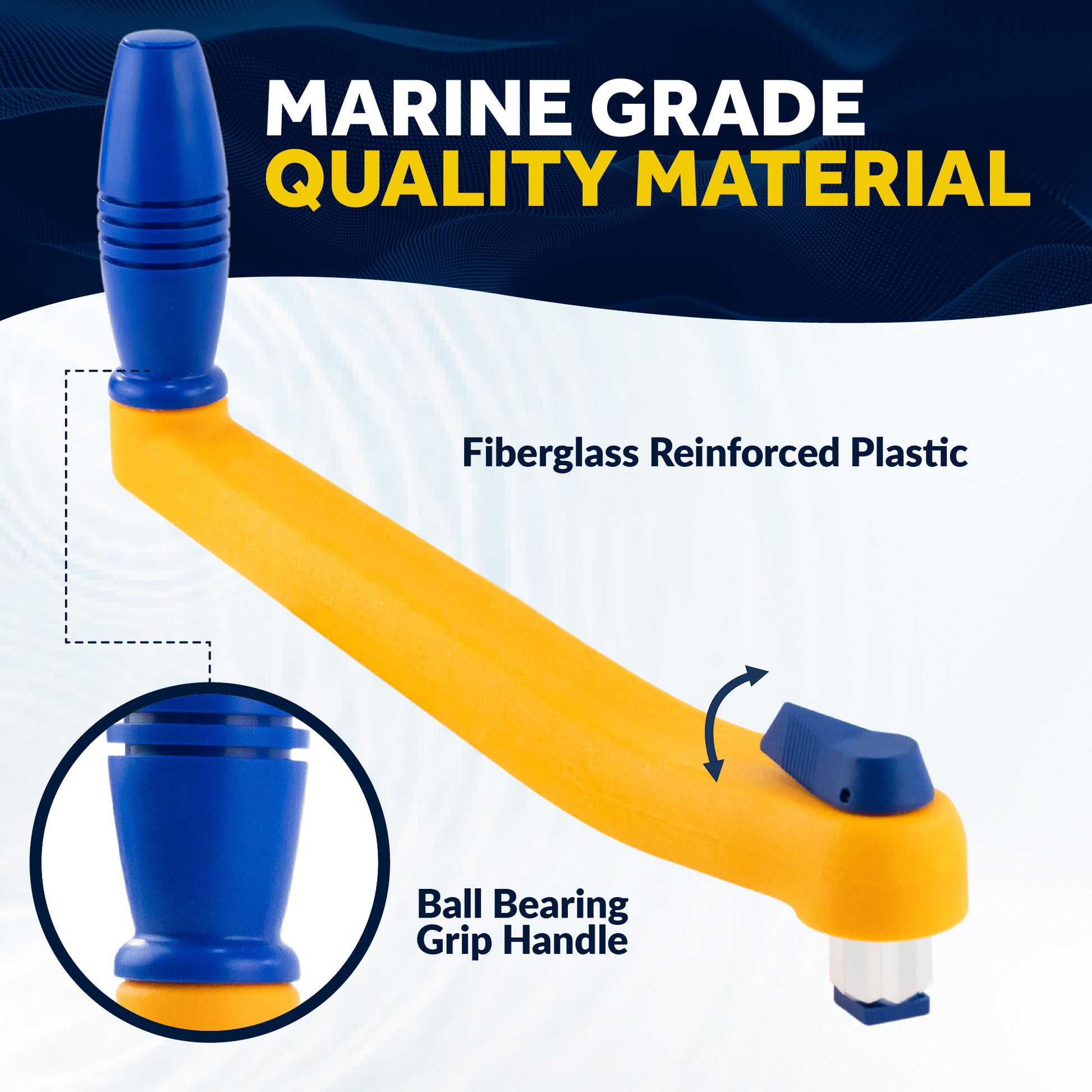 8" Universal Floating Lock-in Winch Handle, Orange/Blue, 2-Pack - FO86-M2 - Five Oceans