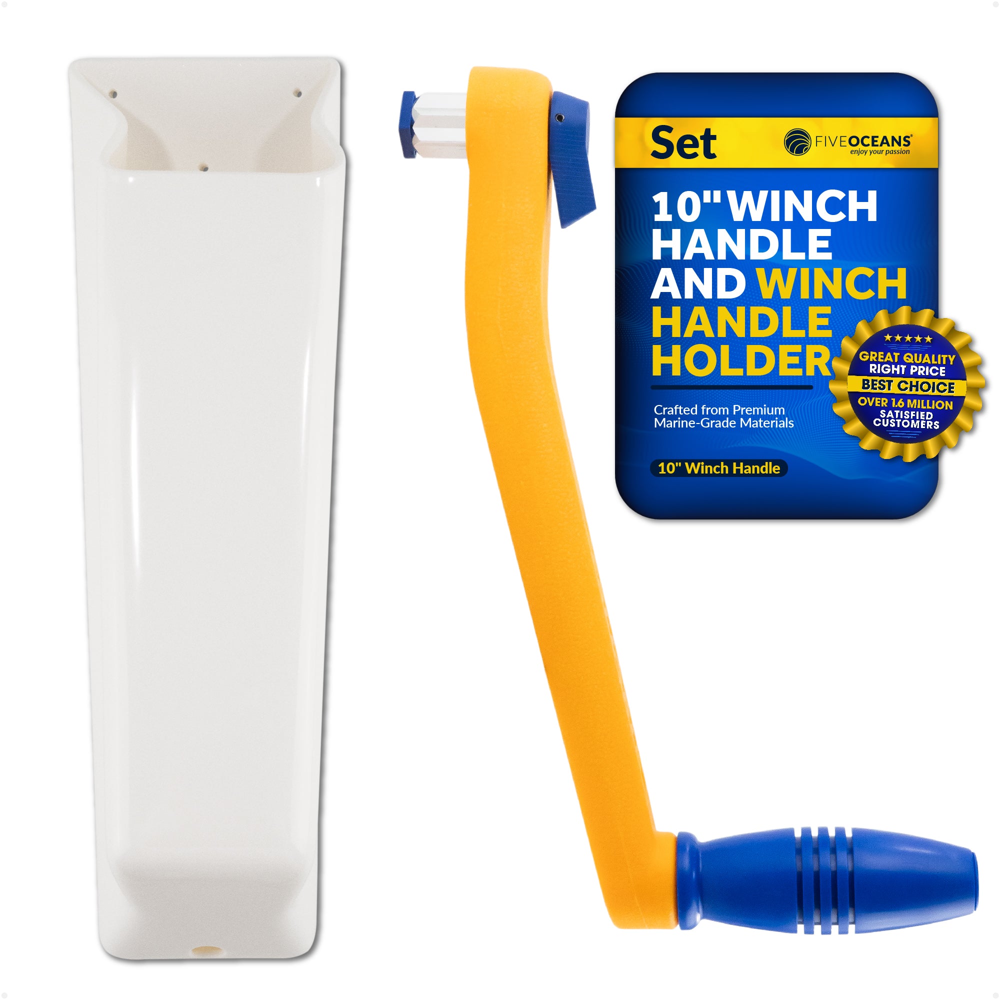 10" Sailboat Winch Handle and Winch Handle Pocket Set - FO87-570 - Five Oceans